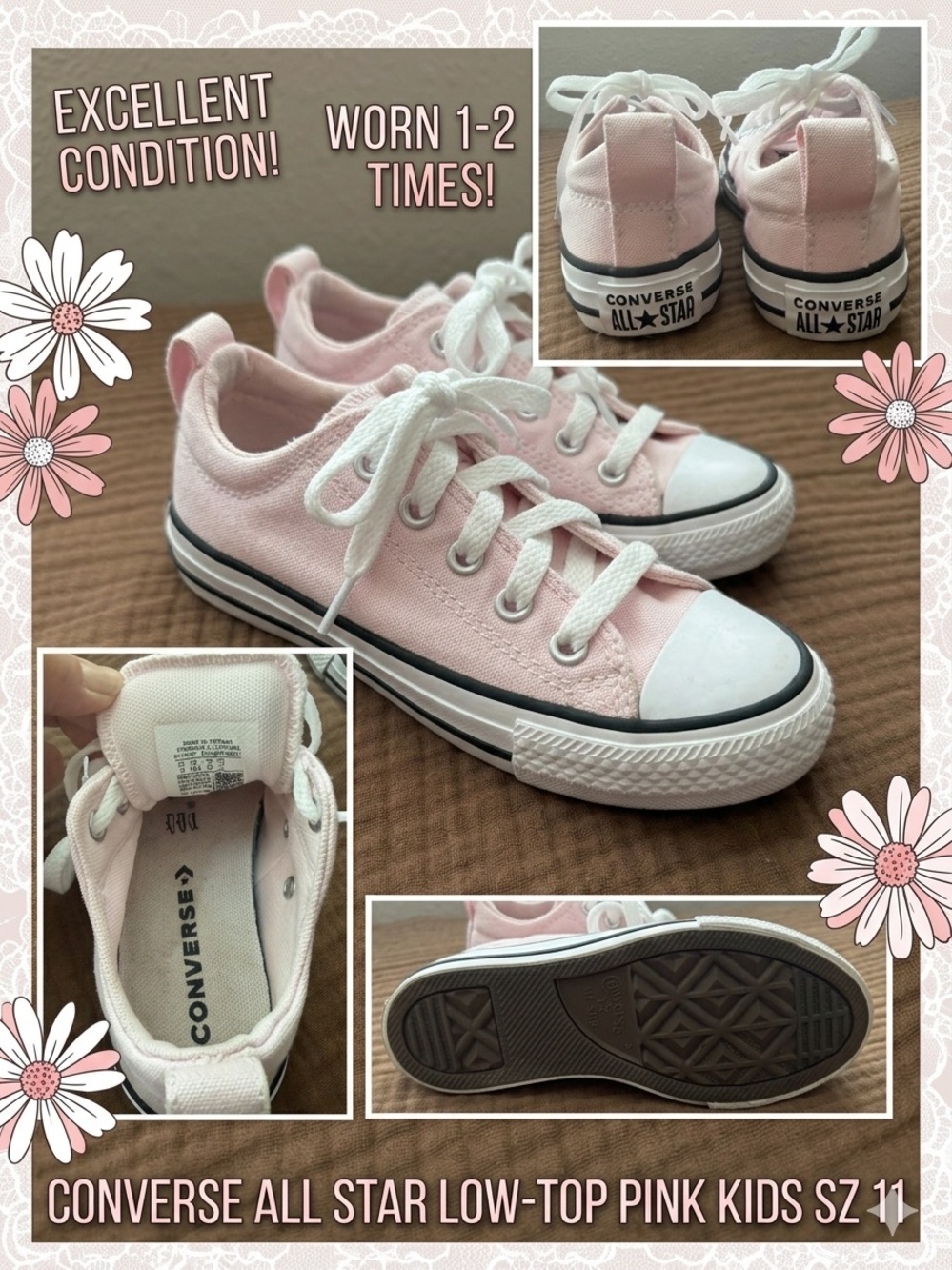 Converse Chuck Taylor All Star Low Top Pink Kids Size 11